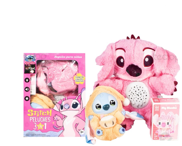 Combo Stich Rosa Proyector,Lego Y Llaver